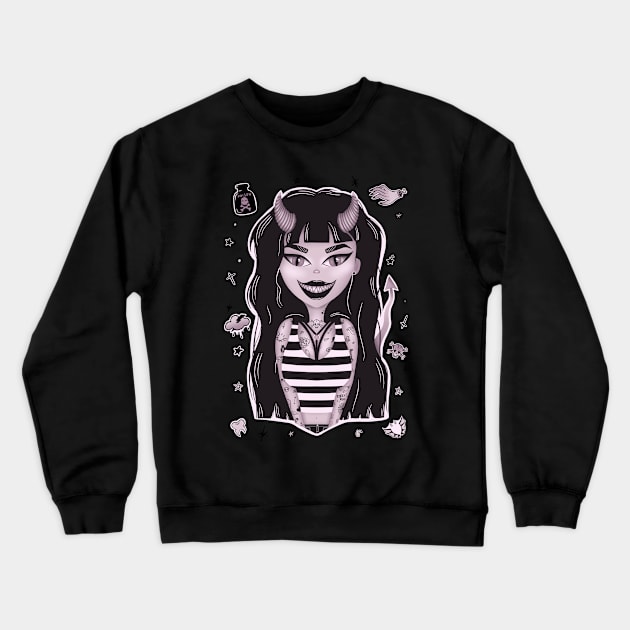 Satan Girl Crewneck Sweatshirt by illustrations_by_becka